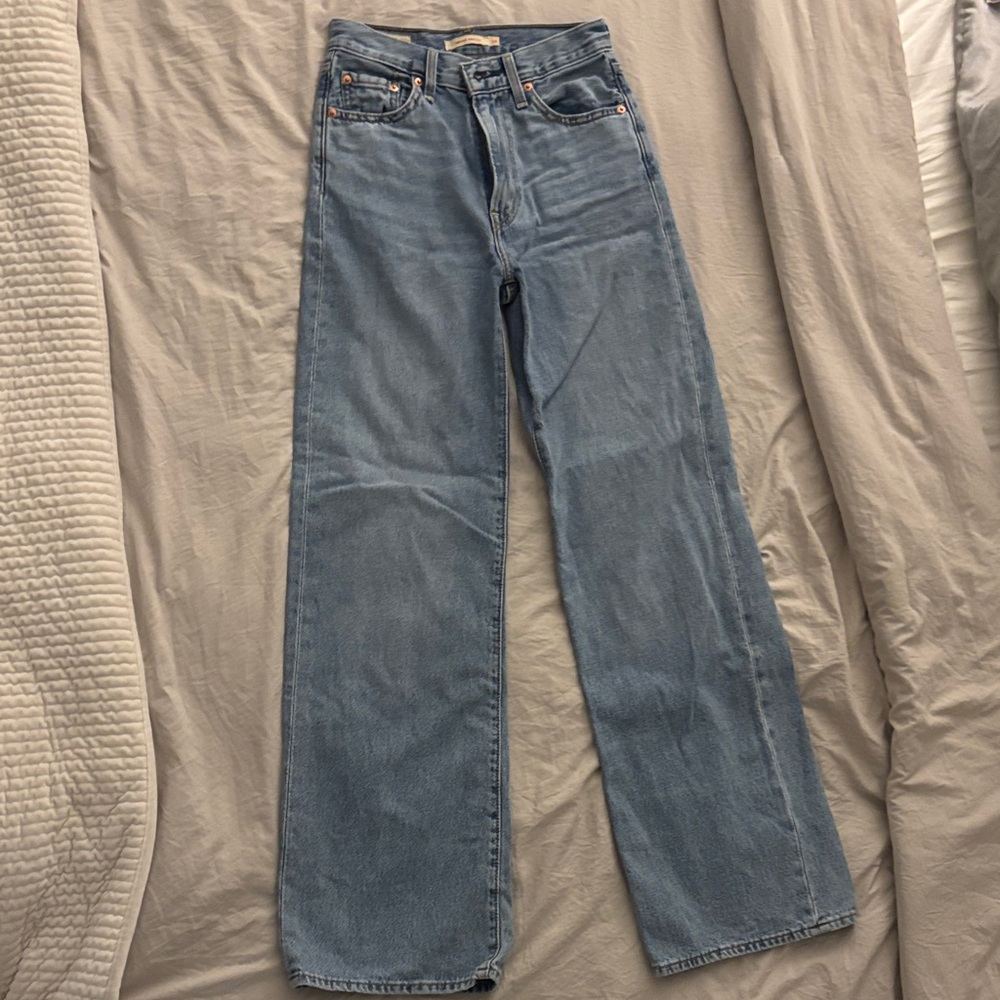 Levi's High-Rise Wide Leg Jeans - Light Blue Denim - Picture 3 of 5
